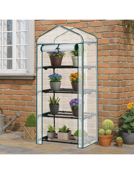 Invernadero Mini Outvita 4 Niveles PE 68.6x49.8x160 cm Blanco