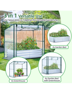 Huerto Elevado Ohuhu con Invernadero 1.22x0.61 m Metal PVC 2