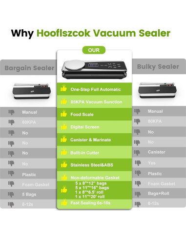 Máquina Selladora al Vacío Hooflszcok 10 en 1 Automática
