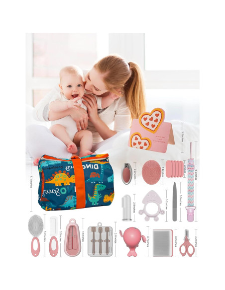 Kit de Cuidado y Aseo para Bebés 18 en 1 Rosa