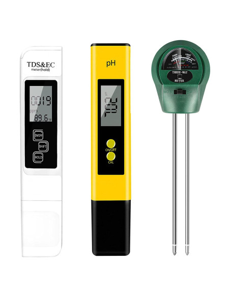 Kit 3 en 1 Medidor de pH, TDS y Humedad CANNABMALL