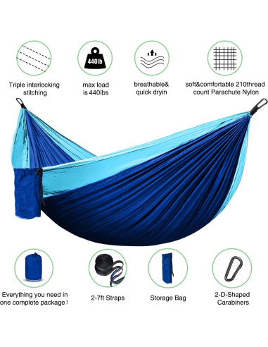 Hamaca Camping ERUW Nylon 210D Individual/Doble Azul