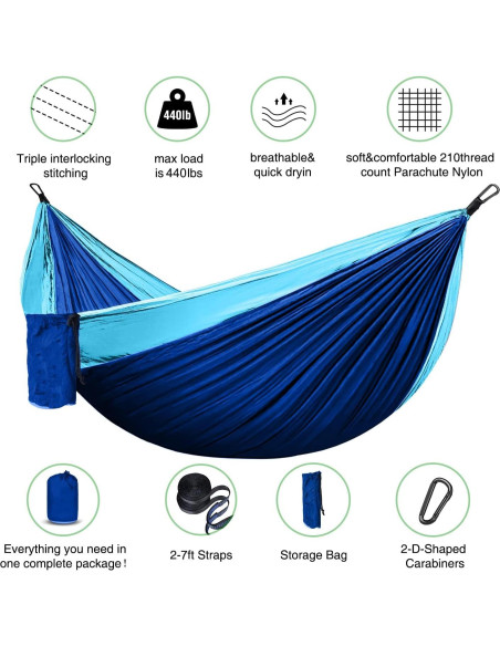 Hamaca Camping ERUW Nylon 210D Individual/Doble Azul