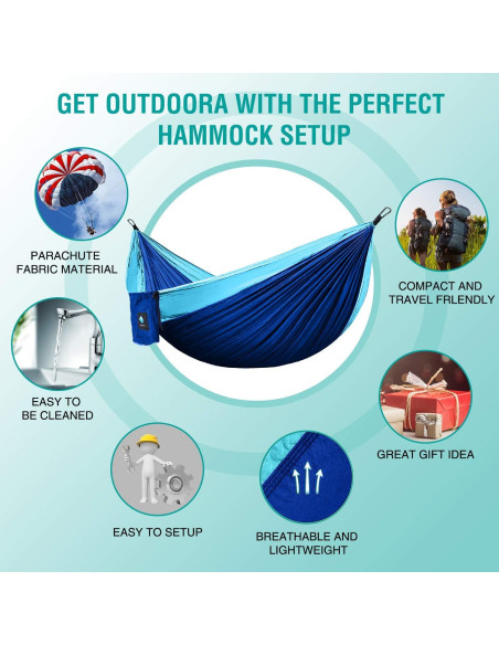 Hamaca Camping ERUW Nylon 210D Individual/Doble Azul