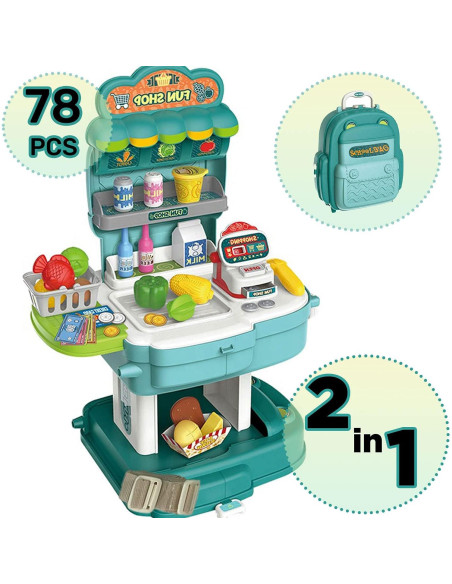 Set de Juguete de Supermercado Shape28 con Caja Registradora 78 PCS