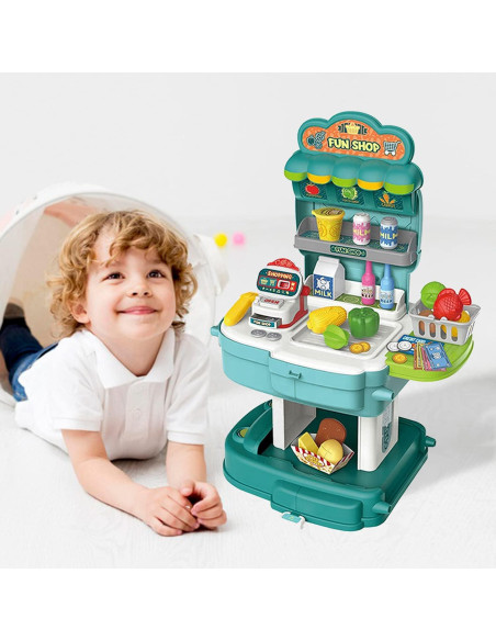 Set de Juguete de Supermercado Shape28 con Caja Registradora 78 PCS