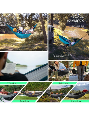 Hamaca Camping ERUW Nylon 210D Individual/Doble Azul