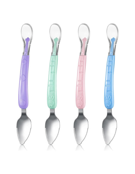 Cucharas de Silicona para Bebé Lallisa 4 Pcs Doble Cabeza