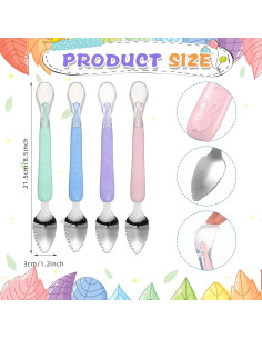 Cucharas de Silicona para Bebé Lallisa 4 Pcs Doble Cabeza 2