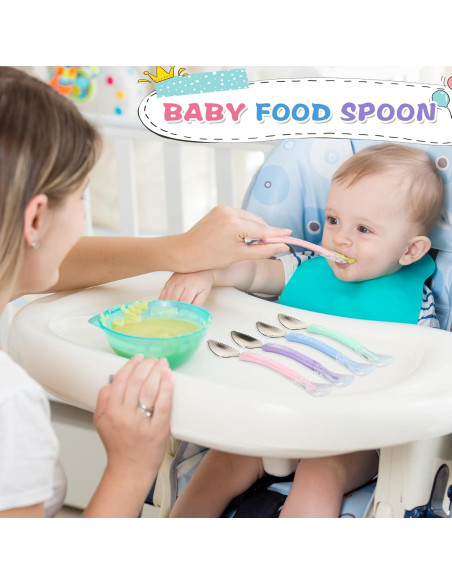 Cucharas de Silicona para Bebé Lallisa 4 Pcs Doble Cabeza