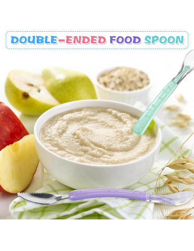 Cucharas de Silicona para Bebé Lallisa 4 Pcs Doble Cabeza