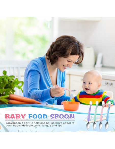 Cucharas de Silicona para Bebé Lallisa 4 Pcs Doble Cabeza