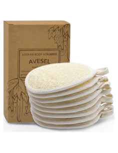 AVESEL Almohadillas Exfoliantes de Lufa Natural - Grande 10x15 cm - Paquete de 8