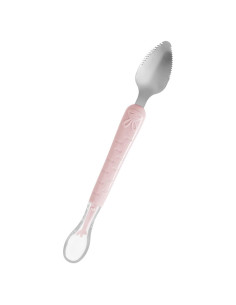 Cuchara de Silicona para Bebé OUROBOT Doble Cabeza Rosa