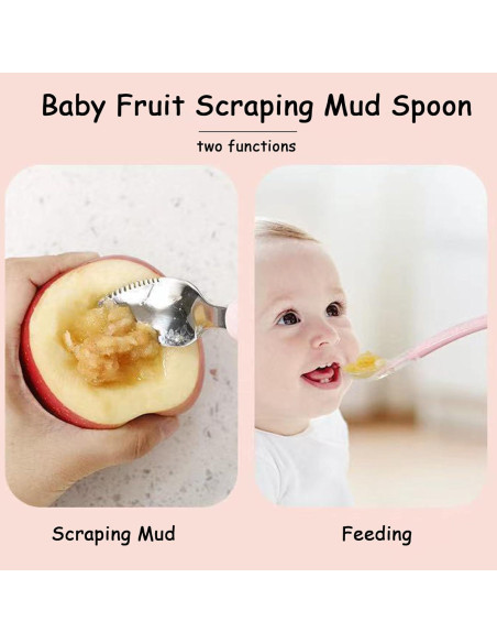 Cuchara de Silicona para Bebé OUROBOT Doble Cabeza Rosa Cuchara de Silicona para Bebé OUROBOT Doble Cabeza Rosa