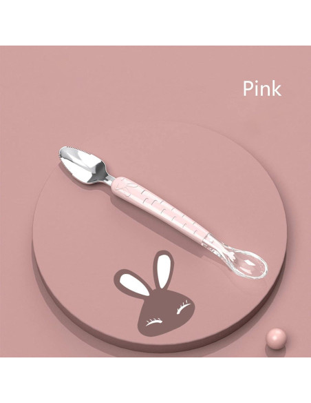 Cuchara de Silicona para Bebé OUROBOT Doble Cabeza Rosa Cuchara de Silicona para Bebé OUROBOT Doble Cabeza Rosa