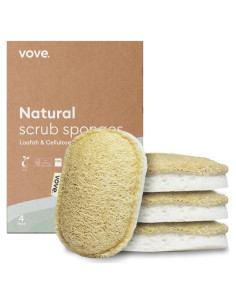 Esponjas de Fregar Vove 4 Pack Ecológicas de Celulosa y Lufa
