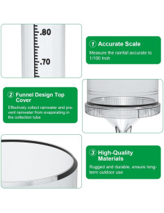 Pluviómetro Exterior Zylaer 0.01 mm Preciso con Soporte 2