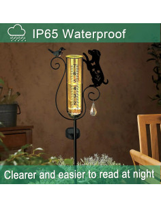 Pluviómetro Solar Decorativo Vividladybug Negro 94 cm 2