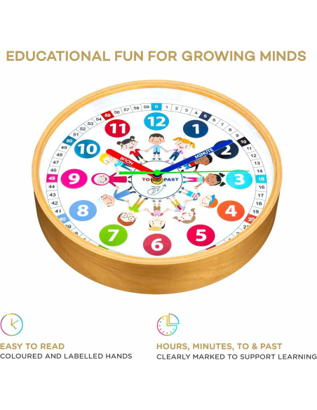 Reloj Analógico Educativo Sparrow High 25.4 cm Silencioso