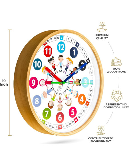 Reloj Analógico Educativo Sparrow High 25.4 cm Silencioso