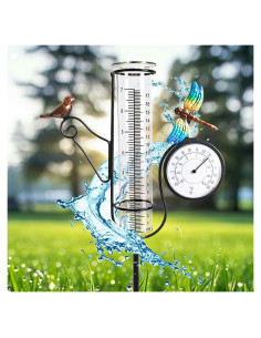 Pluviometro Exterior Senflame con Termómetro y Estaca Decorativa