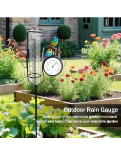 Pluviometro Exterior Senflame con Termómetro y Estaca Decorativa 2