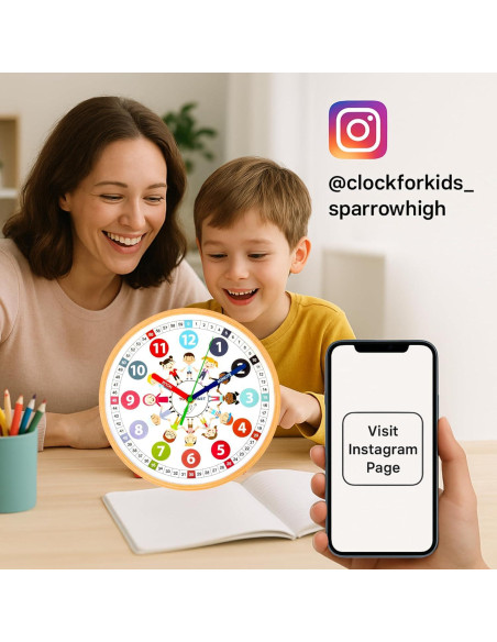 Reloj Analógico Educativo Sparrow High 25.4 cm Silencioso