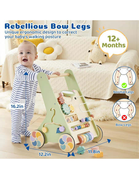 Andador de Madera Montessori Paisure 2 en 1 para Bebés 6-12 Meses Andador de Madera Montessori Paisure 2 en 1 para Bebés 6-12 Meses