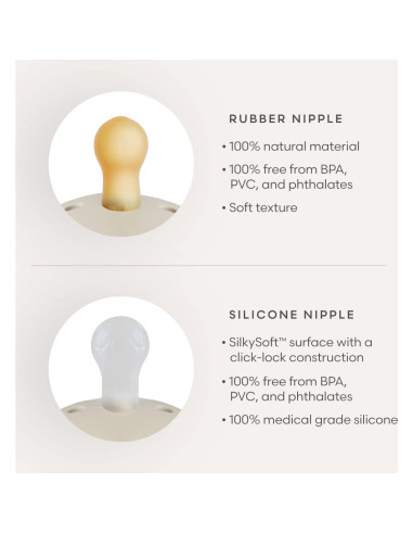 Chupete de Goma Natural FRIGG Daisy 0-6 Meses 2-Pack Rosa/Crema