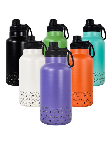 Botella de Agua Portátil para Perros AGH 946ml con Tazón Morado