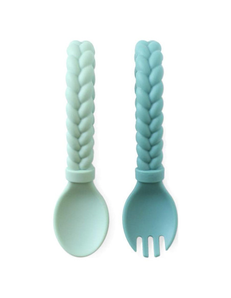 Conjunto de Cuchara y Tenedor Itzy Ritzy - Silicona Menta Conjunto de Cuchara y Tenedor Itzy Ritzy - Silicona Menta