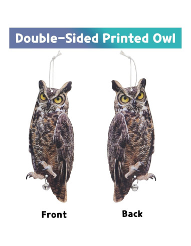 2 Paquetes Ahuyentador de Aves Búho Reflectante OffiCreative