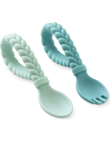 Conjunto de Cuchara y Tenedor Itzy Ritzy - Silicona Menta