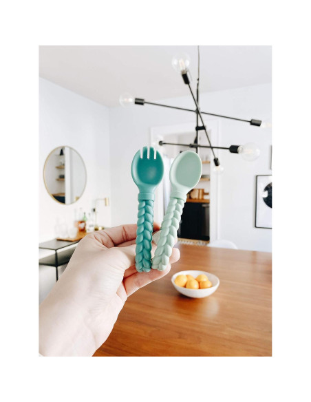 Conjunto de Cuchara y Tenedor Itzy Ritzy - Silicona Menta Conjunto de Cuchara y Tenedor Itzy Ritzy - Silicona Menta