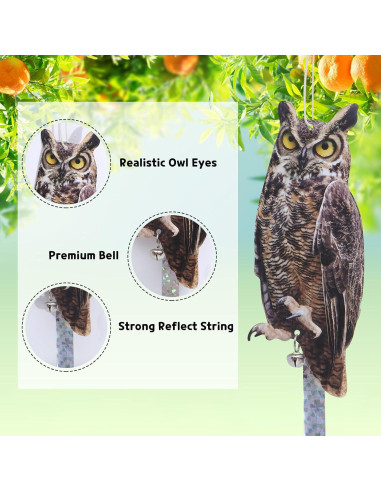 2 Paquetes Ahuyentador de Aves Búho Reflectante OffiCreative
