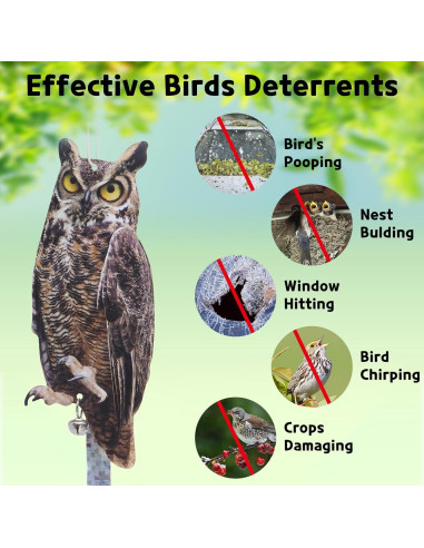 2 Paquetes Ahuyentador de Aves Búho Reflectante OffiCreative