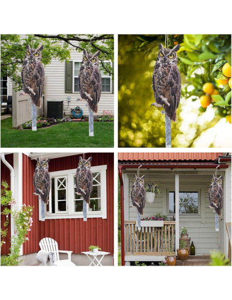 2 Paquetes Ahuyentador de Aves Búho Reflectante OffiCreative