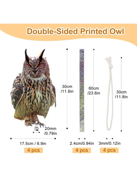 4 Piezas Decoración Colgante Búho Falso Kungfu Mall