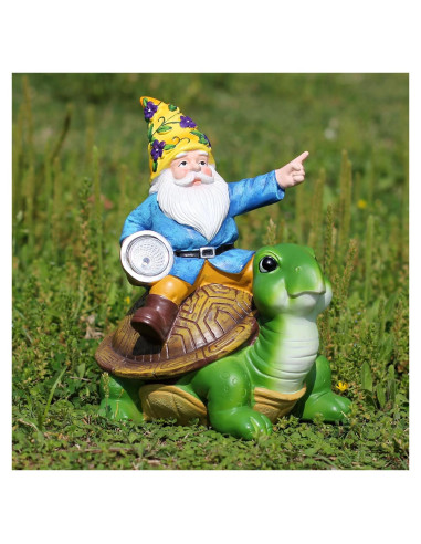 Gnomos de Jardín Solares NITOWOLF Tortuga 30.48 cm LED