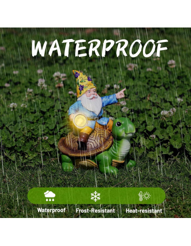 Gnomos de Jardín Solares NITOWOLF Tortuga 30.48 cm LED