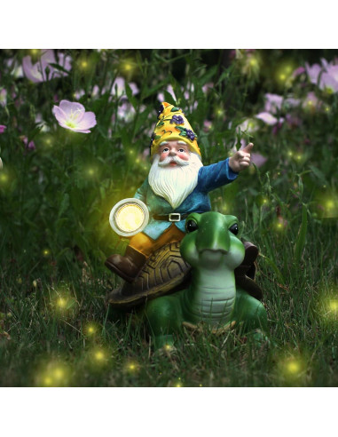 Gnomos de Jardín Solares NITOWOLF Tortuga 30.48 cm LED