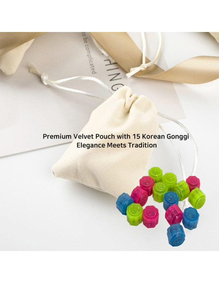Juego Gonggi Konggi Coreano - 15 Piezas con Bolsa Premium Juego Gonggi Konggi Coreano - 15 Piezas con Bolsa Premium