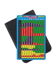 Tarjeta de Estrategia de Blackjack de Metal Blulu con Funda PU