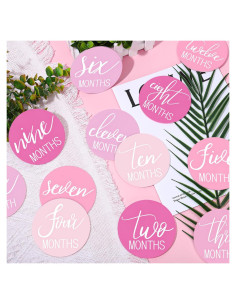 Tarjetas Mensuales de Hitos para Bebés Whaline Rosa 10 cm