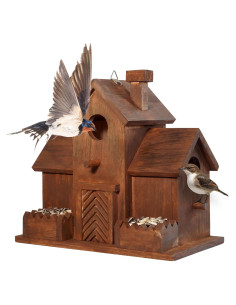 Casa para Aves MIXUMON de Madera con 3 Habitaciones y Comederos