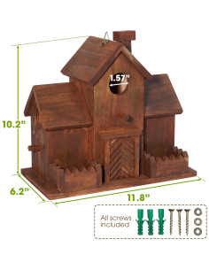 Casa para Aves MIXUMON de Madera con 3 Habitaciones y Comederos 2