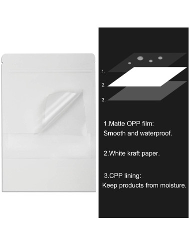 50 Bolsas Reutilizables Blisstime Kraft con Ventana 9.9x14.9cm