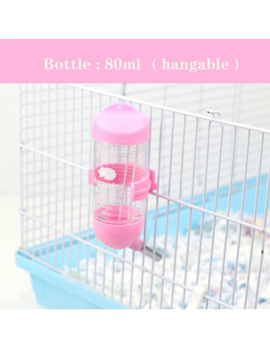 Botella de Agua para Hámster CHUQIANTONG Cerámica 80ml Rosa