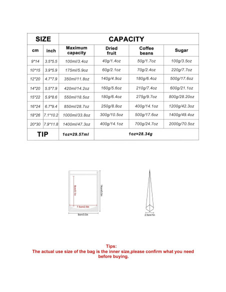 Bolsas de Pie Reutilizables FireKylin 100 Piezas 8.9x14 cm